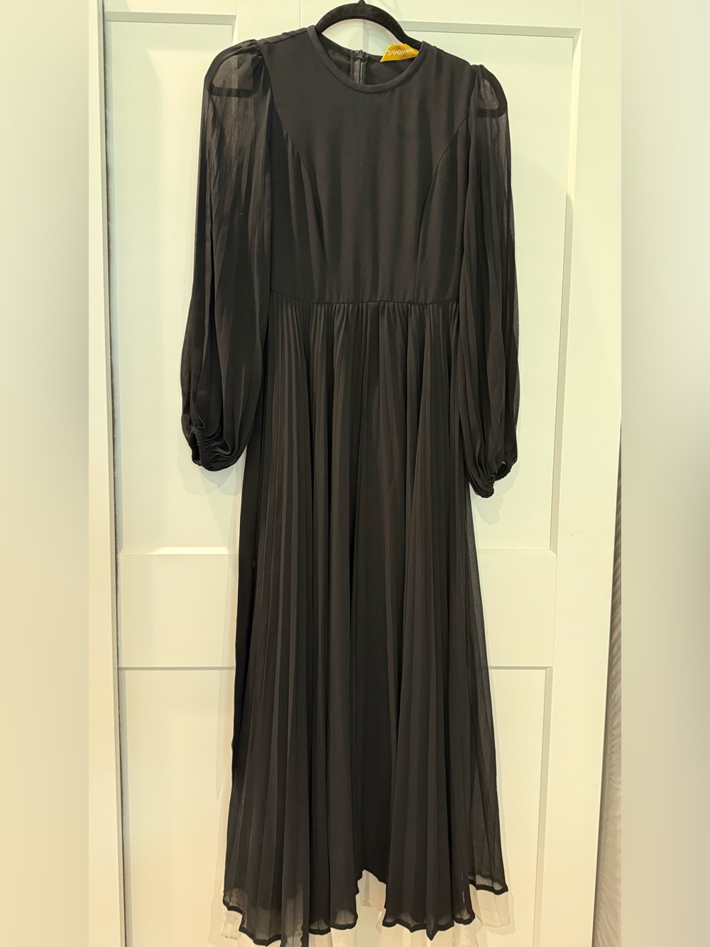 Zimmermann Black Long Sleeve Chiffon maxi Dress AU 0